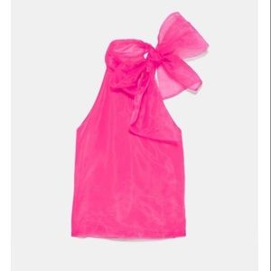 Zara Organza Blouse - bright pink - M